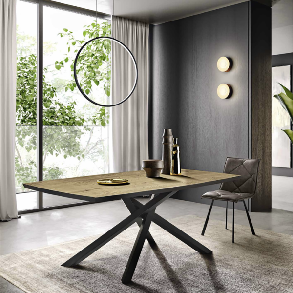 FLOYD 200 cm fester Tisch mit roher Eichenplatte