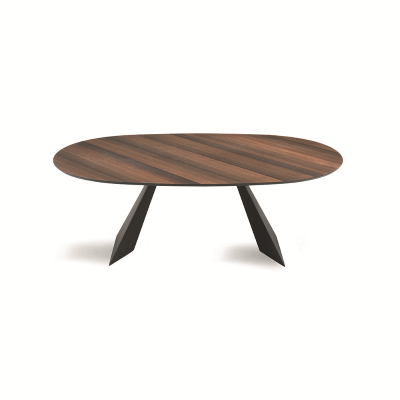 Fester Tisch TOKYO 210 cm mit schwarzem Metallgestell und Eukalyptusplatte