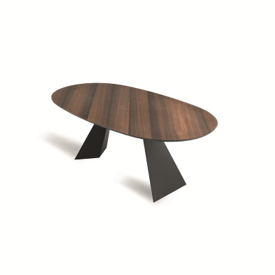 Fester Tisch TOKYO 210 cm mit schwarzem Metallgestell und Eukalyptusplatte