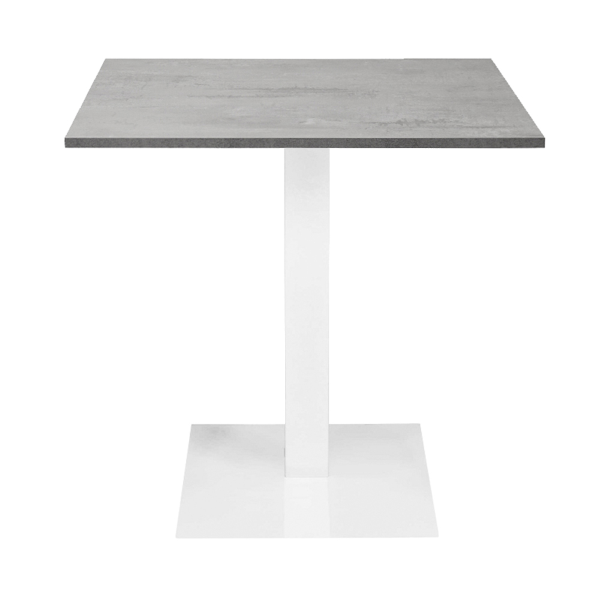 Tavolo bar ristorante 80x80 cm base bianca piano laminato Cemento H 75 