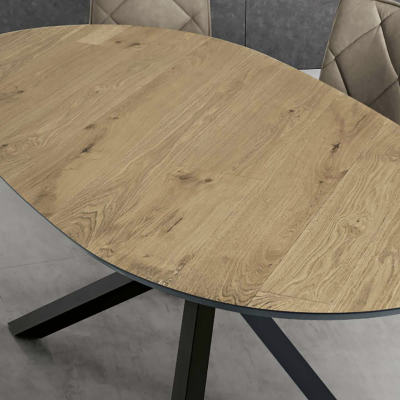 Fester ovaler Tisch mit roher Eichenplatte 210 cm RON