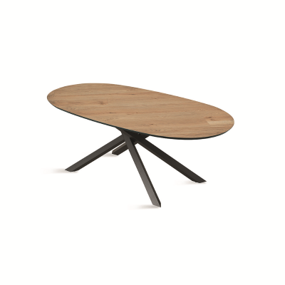 Fester ovaler Tisch mit roher Eichenplatte 210 cm RON