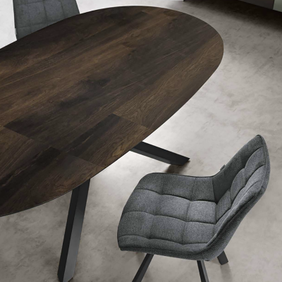 Mesa fija ovalada con tapa de Roble Térmico 210 cm RON