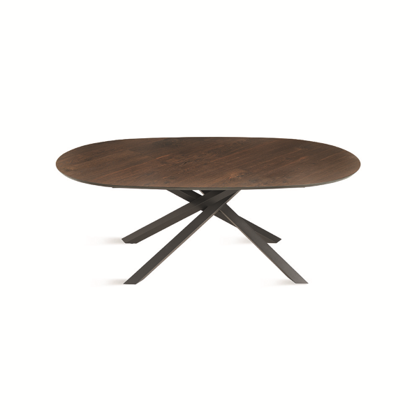 Mesa fija ovalada con tapa de Roble Térmico 210 cm RON