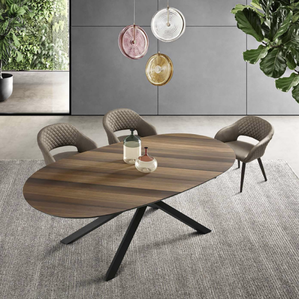 Mesa fija ovalada con tapa de Eucalipto 210 cm RON