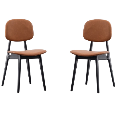 Sedie ATENA in ecopelle cuoio imbottite per soggiorno e sala da pranzo set 2