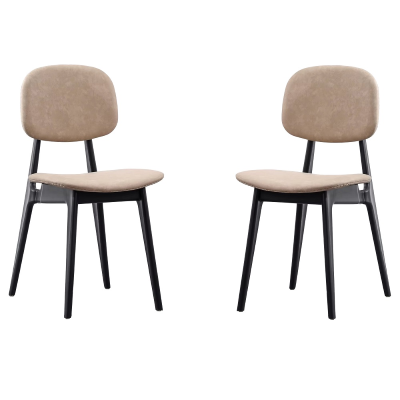 ATENA Sand gepolsterter Wohnzimmerstuhl aus Öko-Leder, 2 Stühle