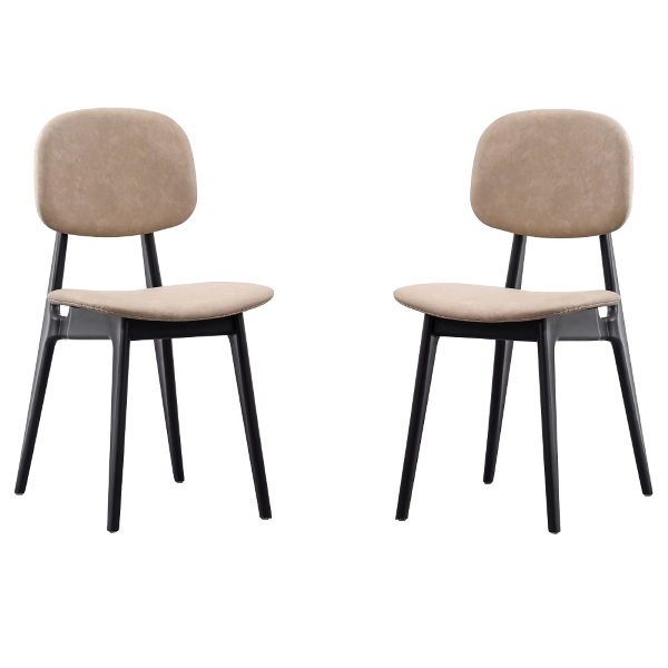 ATENA Sand gepolsterter Wohnzimmerstuhl aus Öko-Leder, 2 Stühle