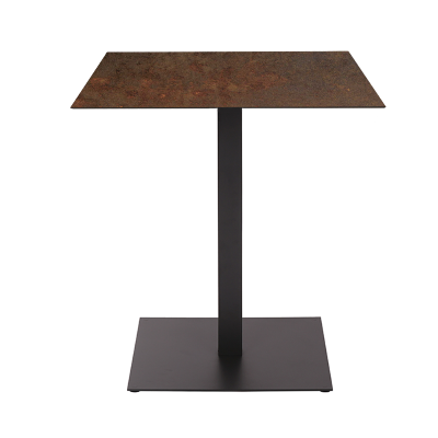 Tavolo quadrato da bar pub ristorante per esterno 70x70 cm piano in HPL Corten H 74