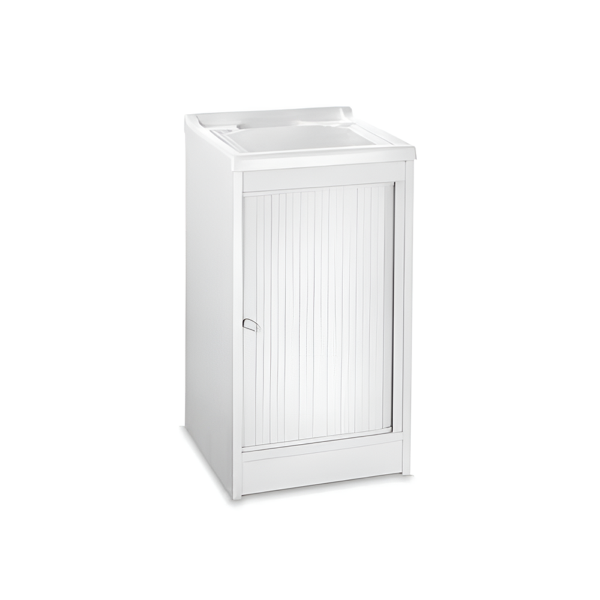 White PVC rolling shutter sink cabinet 45x50 cm with resin tub