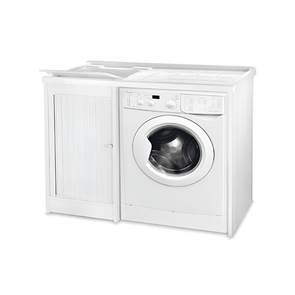 Lavadero con persiana de PVC Blanco 105x60 con cubeta para lavadora de resina SX