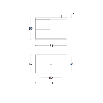 Suspended bathroom cabinet 80 cm ISIDE Walnut and Matt Graphite with ceramic sink