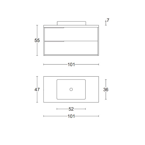 Hängender Badezimmerschrank 100 cm ISIDE Grau und Mattrost mit Keramikwaschbecken