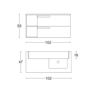 Suspended bathroom cabinet 100 cm with 2 drawers and DELIA3 Cemento ceramic sink