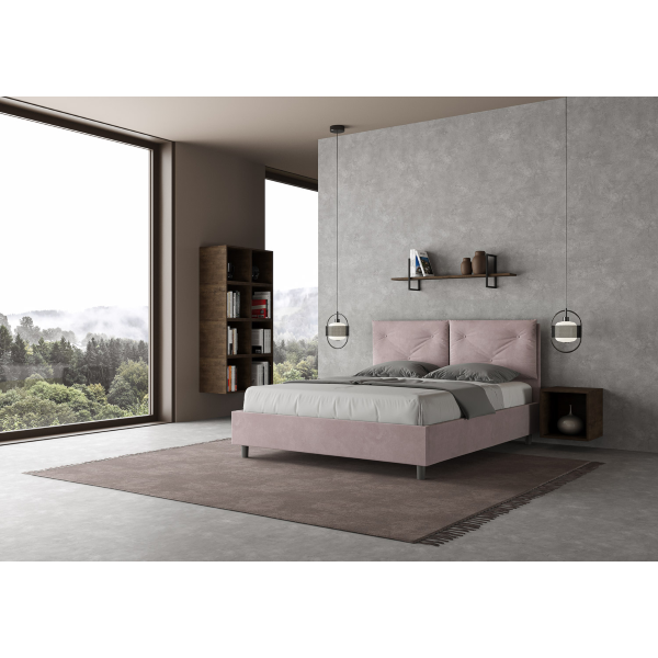 Bed with bed frame 160x190 upholstered microfibre Appia wisteria