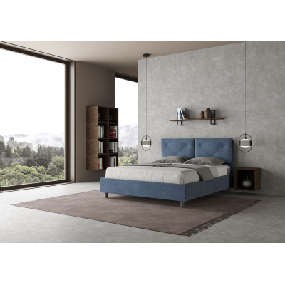 Cama con almacenaje acolchada 160x200 microfibra azul Appia
