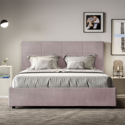 Bed with bed frame 160x190 upholstered microfibre Mika wisteria