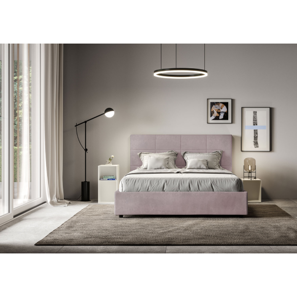 Bed with bed frame 160x190 upholstered microfibre Mika wisteria