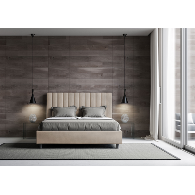 Cama con somier acolchada 160x190 microfibra arena Agueda