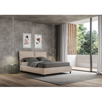 Cama con almacenaje acolchada 160x200 microfibra arena Sleeper