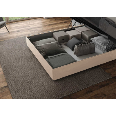 Cama con almacenaje acolchada 160x200 microfibra arena Sleeper