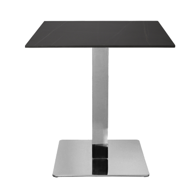 Tavolo bar pub ristorante 70x70 cm base argento Top per esterno effetto Marmo Nero H 75 
