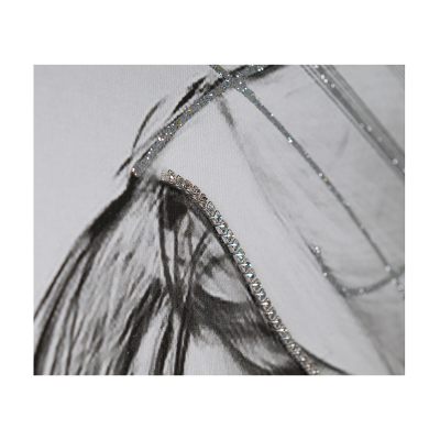 Quadro su tela moderno 72X132 cm tema Sacra Famiglia con cornice in legno decorata