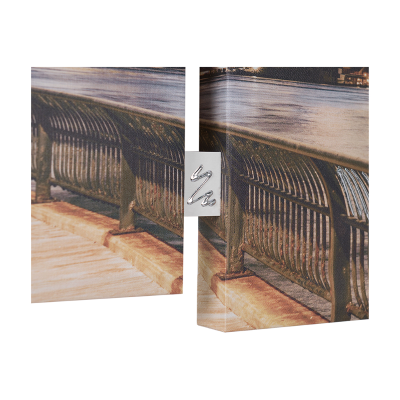 Modern TRIS painting on canvas 65x146 cm wooden frame New York City theme