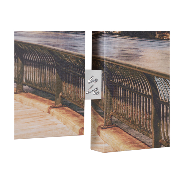 Modern TRIS painting on canvas 65x146 cm wooden frame New York City theme