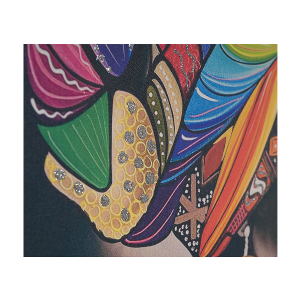 Quadro moderno verticale su tela 60x90 cm ritratto donna africana colorato