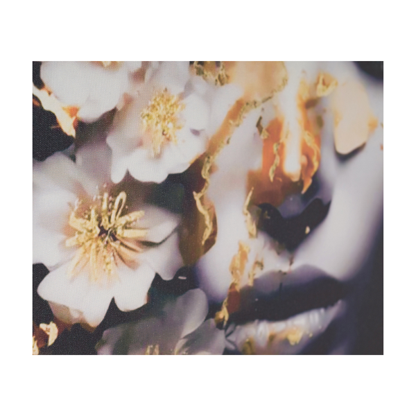 Peinture verticale moderne sur toile 60x90 cm avec portrait de femme aux fleurs