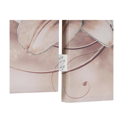 Quadro stampa su tela a TRIS 70x140 cm telaio in legno con disegno floreale