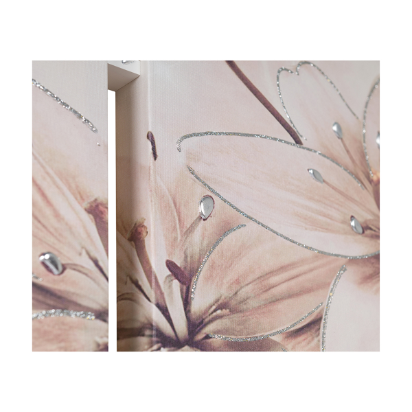 Quadro stampa su tela a TRIS 70x140 cm telaio in legno con disegno floreale