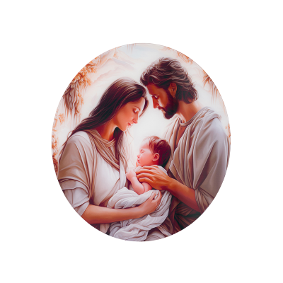 Quadro in vetro temperato D65 cm moderno Bianco - Sacra Famiglia