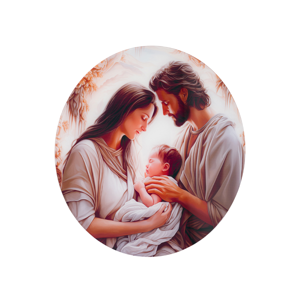 Quadro in vetro temperato D65 cm moderno Bianco - Sacra Famiglia