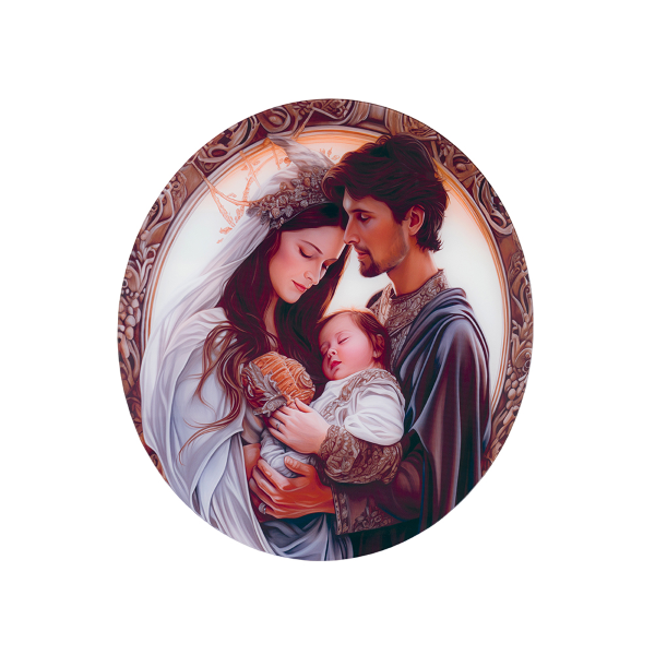 Quadro in vetro temperato D65 cm moderno Colorato - Sacra Famiglia