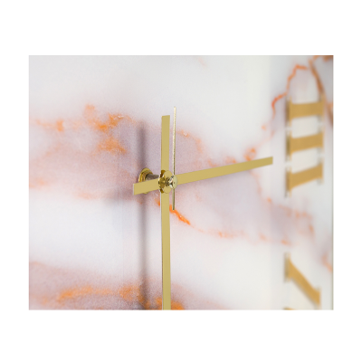 Orologio quadrato 65x65 cm in vetro temperato effetto marmo Bianco e Arancio - NAXO