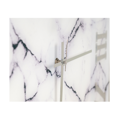 Horloge carrée 65x65 cm en verre trempé effet marbre noir et blanc - OMIZ