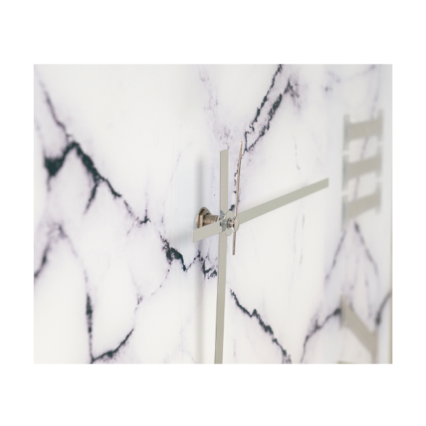 Horloge carrée 65x65 cm en verre trempé effet marbre noir et blanc - OMIZ