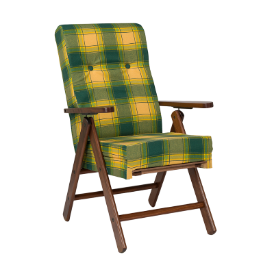Fauteuil Molisana tissu ecosse vert - repose-pieds inclinable