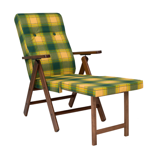 Fauteuil Molisana tissu ecosse vert - repose-pieds inclinable