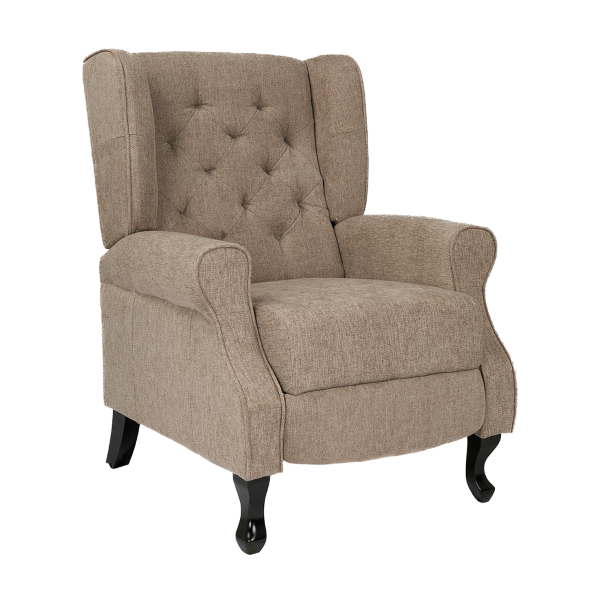 Fauteuil relax en tissu BERGERE Inclinable avec repose-pieds Marron