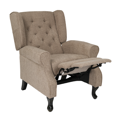 Fauteuil relax en tissu BERGERE Inclinable avec repose-pieds Marron