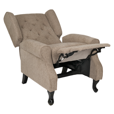 Fauteuil relax en tissu BERGERE Inclinable avec repose-pieds Marron