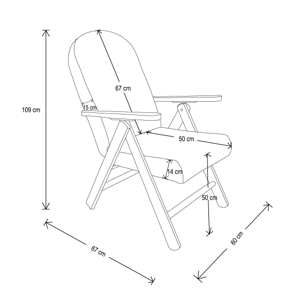 Fauteuil relax Amalfi en bois - tissu brique