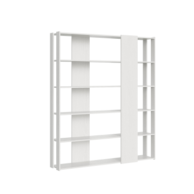 Bookcase with 6 shelves in White Ash wood 178x204h cm - KATO B