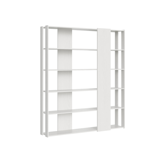 Bookcase with 6 shelves in White Ash wood 178x204h cm - KATO B