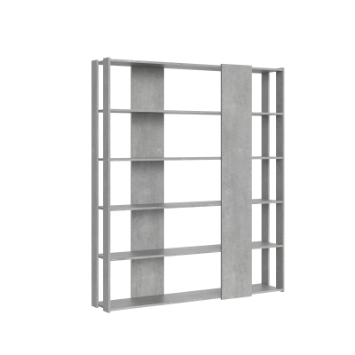 Bookcase with 6 shelves in Cemento wood 178x204h cm - KATO B