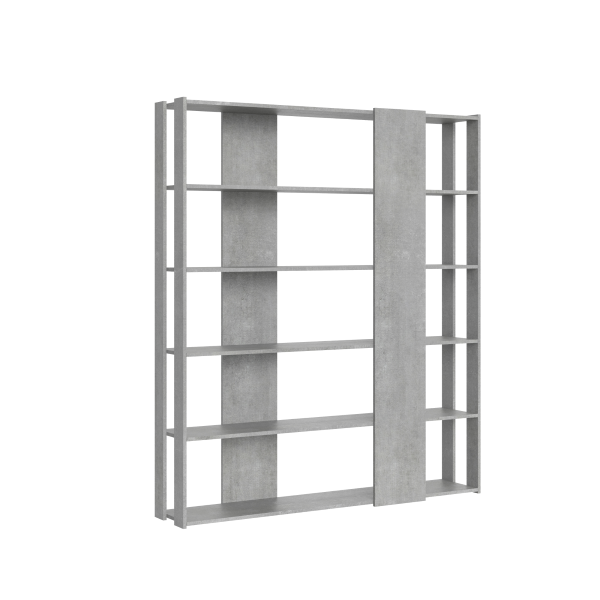 Bookcase with 6 shelves in Cemento wood 178x204h cm - KATO B