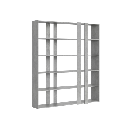 Bookcase 178x204h cm in Cemento wood with 6 shelves - KATO A